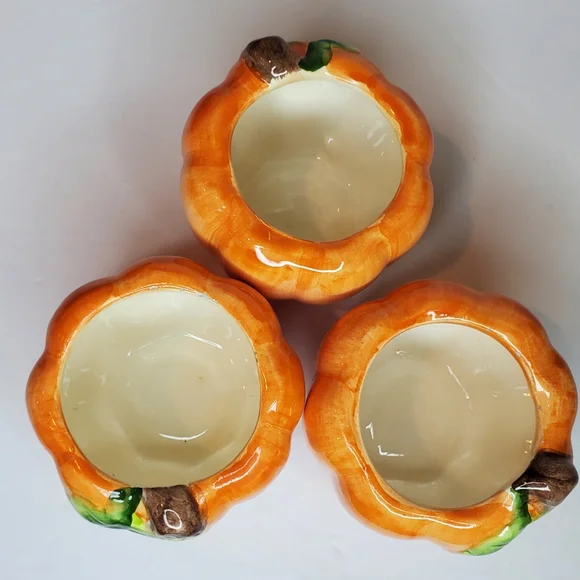 Pumpkin Candle Holders Fall Table Ceramic Decor Lot of 3 - Picture 9 of 9